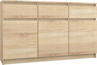 Komoda do obývačky - Veľké zásuvky 3 zásuvky + 3 140 cm skrinky Sonoma