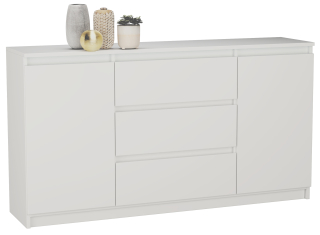 Komoda do obývačky - Veľké komody 3 zásuvky plus 2 skrinky 140 cm biele