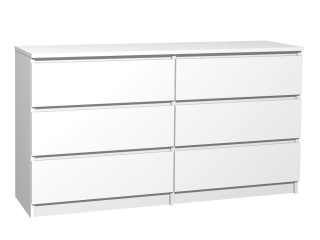 Komoda do detskej izby - Veľká komoda 6 zásuviek biela mata ikea štýl 120 cm