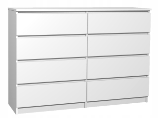 Komoda do detskej izby - Veľká komoda z 8 zásuviek biela mata ikea štýl 120 cm