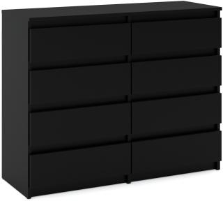 Komoda do obývačky - Veľká čierna komoda podložka 8 zásuviek 120 cm RTV skrinka