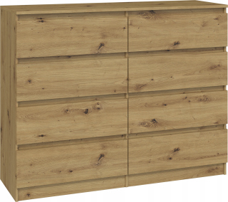 Komoda do študenskej izby - Veľký komoda Malwa M8 120 cm dubové remeselníky 8 zásuviek