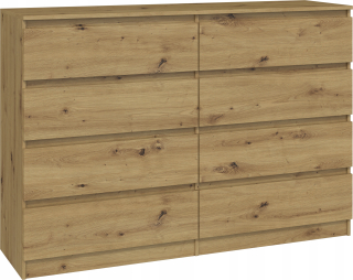 Komoda do detskej izby - Veľký komoda Malwa M8 140 cm dubové remeselníky 8 zásuviek