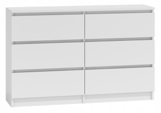 Komoda - VEĽKÁ SKRINKA SKRINKA 6 ZÁSUVKOV BIELY NÁBYTOK 120CM