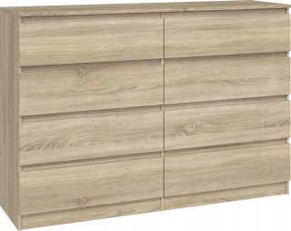 Komoda do obývačky - Veľká komoda 8 zásuviek 140 cm * Sonoma Oak
