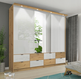 Šatníková skriňa do študenskej izby - Veľký posuvný šatník Gloss+Artisan 250x243