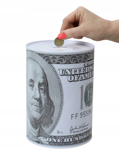 Pokladnička pre deti - Veľký kov Piggy Bank Can Dollar 100 USD $ 4L