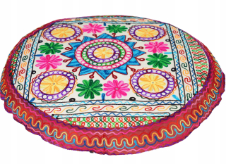 Sedací vak do detskej izby - Veľký vyšívaný Pouf pre meditačný priemer bavlny