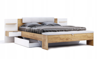 Posteľ do spálne - Big Bed Gloss 160x200 nočné stoly Pouf Trunk