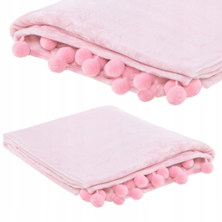 Prikrývka, prehozy na posteľ - Veľká prikrývka s pompoms mäkkými posteľami 200x220 ružová