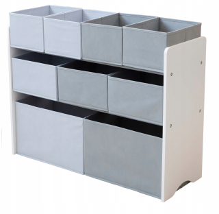 Úložný box pre deti - Big Grey White BookCase Organizátor kontajnerov detí