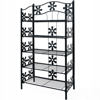 Regál, komoda do kúpeľne - Deuba Metal Poličky kvetiny 5 políc 112 cm čierny