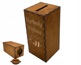 Pokladnička pre deti - Drevená prasiatka banka s gravírovaním darčekových narodenín