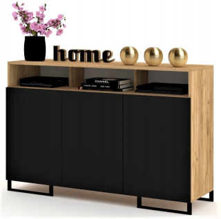 Komoda do obývačky - Veľká komoda Black Luna 3d 135 Craft Oak