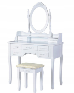 Toaletný stolík - Goodhome White Mat 90 x 145 x 40 cm stolica v súprave