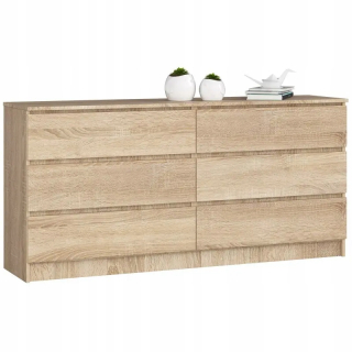 Komoda do študenskej izby - Veľká Sonoma Oak hrudník zásuviek 160 6 zásuviek Pasné rohože