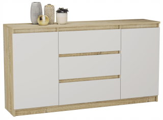 Komoda do obývačky - Veľké zásuvky 3 zásuvky + 2 skrinky 140 cm mix Sonoma