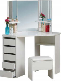 Toaletný stolík - Veľký dresing Tatur Biely tajomník + Hocker