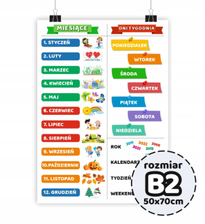 Detský obraz - Veľký vzdelávací plagát - mesiace a dni 50x70 cm