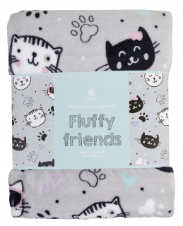 Prikrývka, prehozy na posteľ - Elegantná prikrývka Bedspread Fluffy Plaid 150x200 Cat Cat