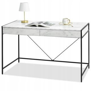 Kancelársky stôl - Elegantný stôl s zásuvkami unif biely mramor