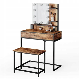 Toaletný stolík - Vicco dąbo dąb Sonoma Mat 80 x 135,5 x 40 cm podsvietenia, vrátane stoličky