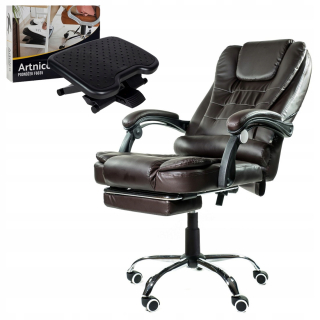 Kancelárske kreslo - Rotačné kancelária kreslo hnedé kreslo + Footrest