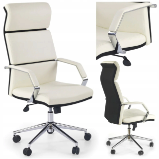 Kancelárske kreslo - Kancelária Casto White Black Leather.