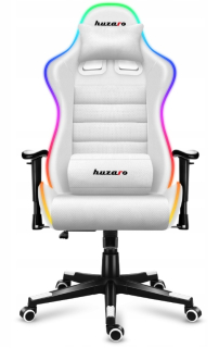 Herné kreslo - Herná stolička hráča White Huzaro RGB LED sila