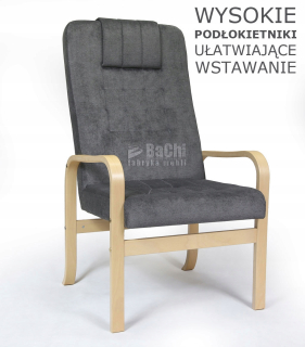 Kreslo do obývačky - Grande kreslo pre staršie stabilné svetlo grafit 48h