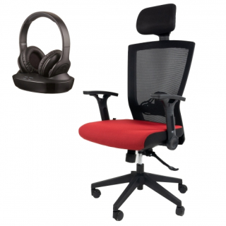 Kancelárske kreslo - Ergonomické rotačné kancelárske kreslo + slúchadlá