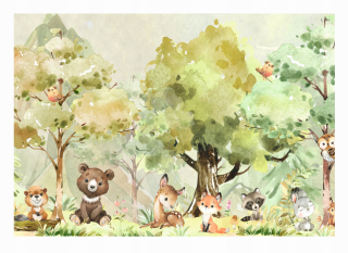 Tapeta do detskej izby - Nástenná maľba tapety lesné lesné lesné zvieratá do veľkosti