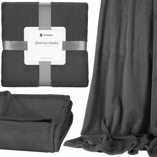 Prikrývka, prehozy na posteľ - Hladká prikrývka 200x220 Soft Graphit hrubá posteľná prikrývka xxl