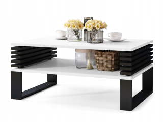 Konferenčný stolík do obývačky - Gokee White/Black Loft Table s lamellas