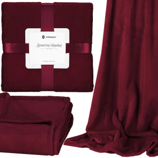 Prikrývka, prehozy na posteľ - Hrubá prikrývka 200x220 Plaid Plain Smooth Burgundsko xxl