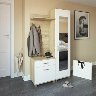 Skriňa do predsiene - Vanes nočná skrinka Stone Oak + F čierna 30WW