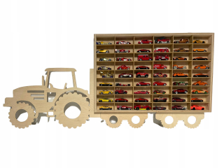 Polica do detskej izby - HIT SHELF traktor na pružinách autá HOT WHEELS