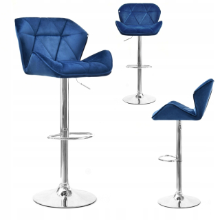 Barová stolička do kuchyne - Bar Hoker s operadlom 15 Glamour Navy Blue Chrome