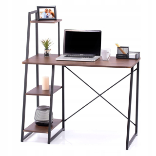 Kancelársky stôl - Homede Modern Desk s policiami podkrovie tmavý