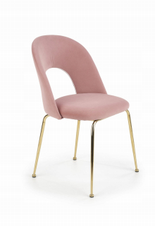 Kuchynská, jedálenská stolička - Halmar K385 Jasne Pink / Zlatá stolička
