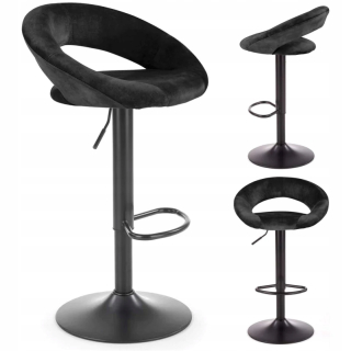 Barová stolička do kuchyne - BAR -ADJUSTABLE KUITKY HOCKER 201H BLACK VELOR