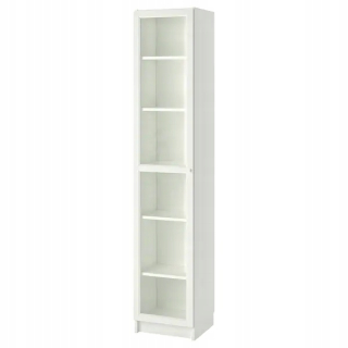 Regál policový - Ikea billy oxberg biele biele sklo 40x42x202 cm