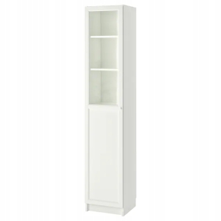 Regál policový - Ikea Billy Oxberg Dvere Racks Biele sklo 40x42x202