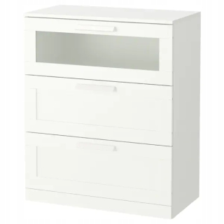 Komoda - IKEA BRIMNES Komoda s 3 zásuvkami biele sklo 78x95cm