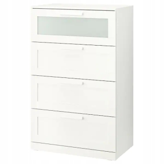 Komoda - IKEA BRIMNES Komoda so 4 zásuvkami biele sklo 78x124