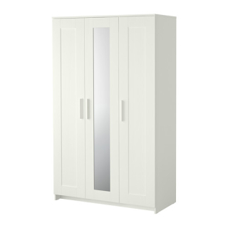 Šatníková skriňa do študenskej izby - Ikea Brimnes šatník 3 dvere biele 117x50x190 cm