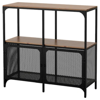 Regál policový - Knižnica Ikea Fjallbo, čierna, 100x95 cm