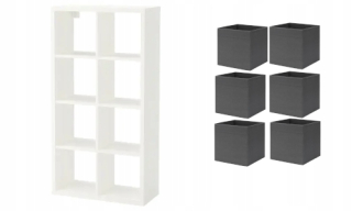 Regál, polica do pracovne - Ikea Flyst Flyste White 69x132 CM 6 Fysse Boxes