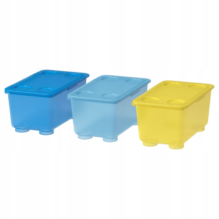 Ikea glis box s vekom 17x10 žltá modrá