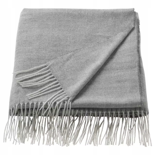 Prikrývka, prehozy na posteľ - IKEA HOLMVI kockovaná prikrývka na posteľ 120x160 cm sivá
